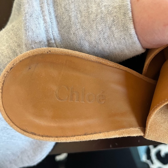 CHLOÉ Suede Fringe Trim Accent Slingback Sandals - Picture 6 of 7